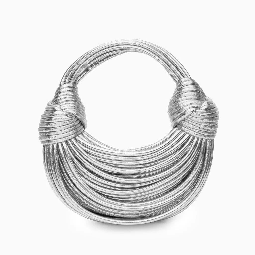 Davy | Women's Woven Round Handbag with Twisted Knot Detail