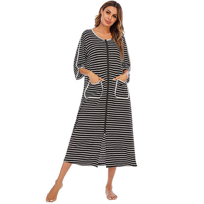 Women's Cozy Zip-Up Hooded Robe