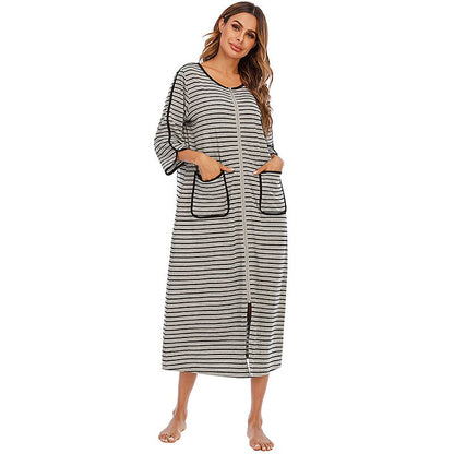 Women's Cozy Zip-Up Hooded Robe