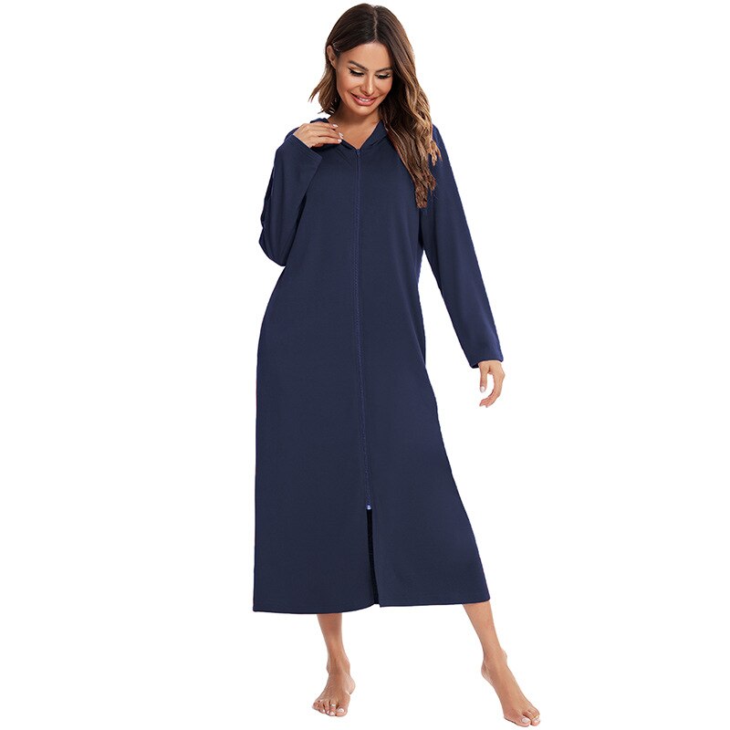 Women's Cozy Zip-Up Hooded Robe