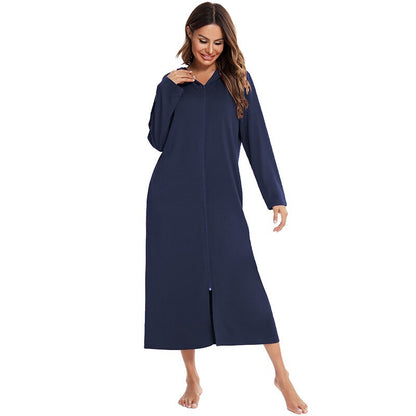 Women's Cozy Zip-Up Hooded Robe
