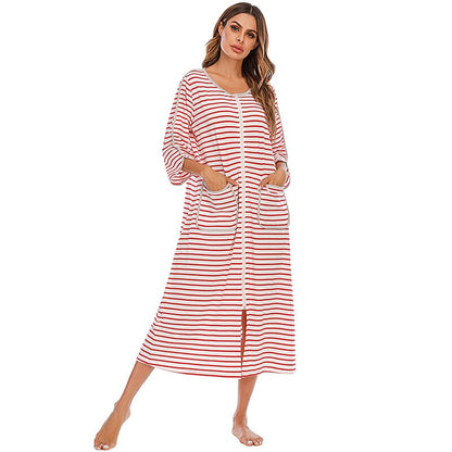 Women's Cozy Zip-Up Hooded Robe