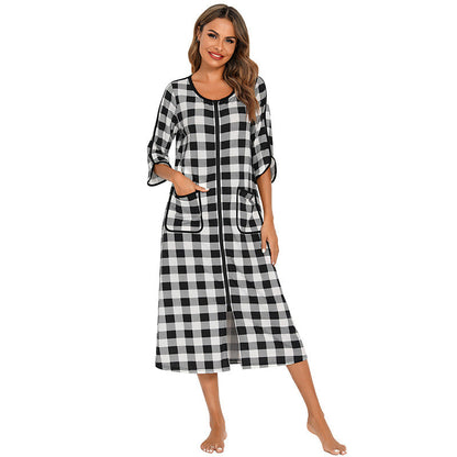 Women's Cozy Zip-Up Hooded Robe