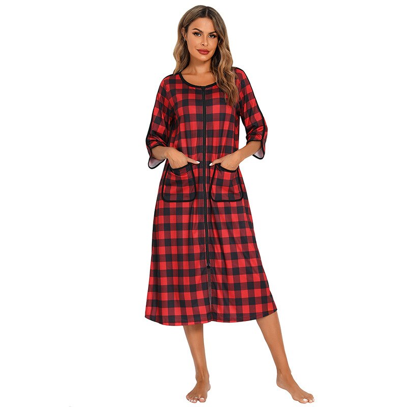 Women's Cozy Zip-Up Hooded Robe