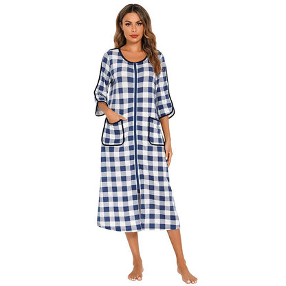 Women's Cozy Zip-Up Hooded Robe