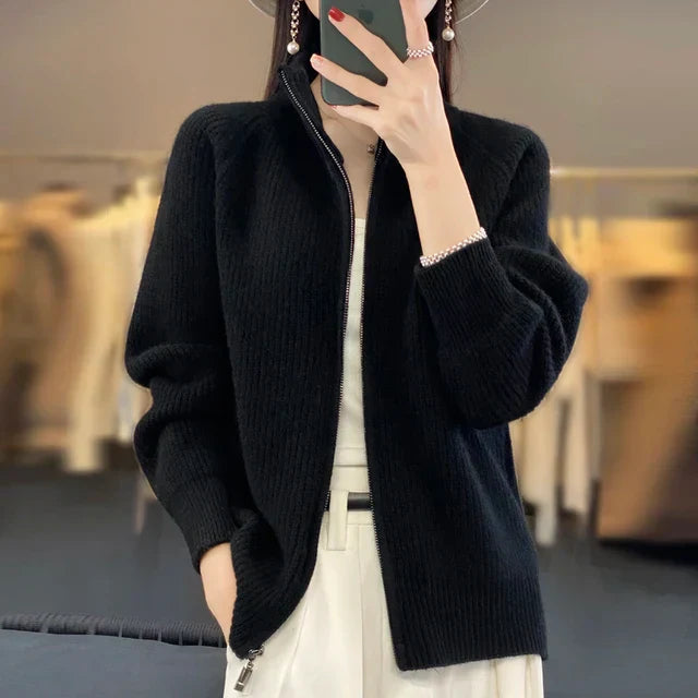 Cozy Zip-Up Knit Cardigan