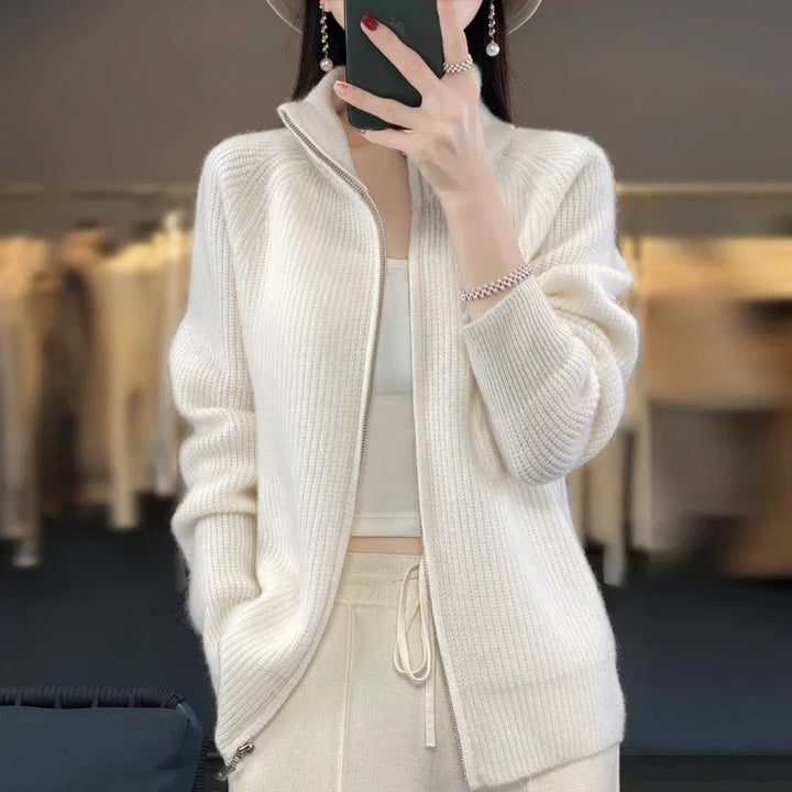 Cozy Zip-Up Knit Cardigan