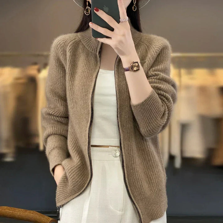 Cozy Zip-Up Knit Cardigan