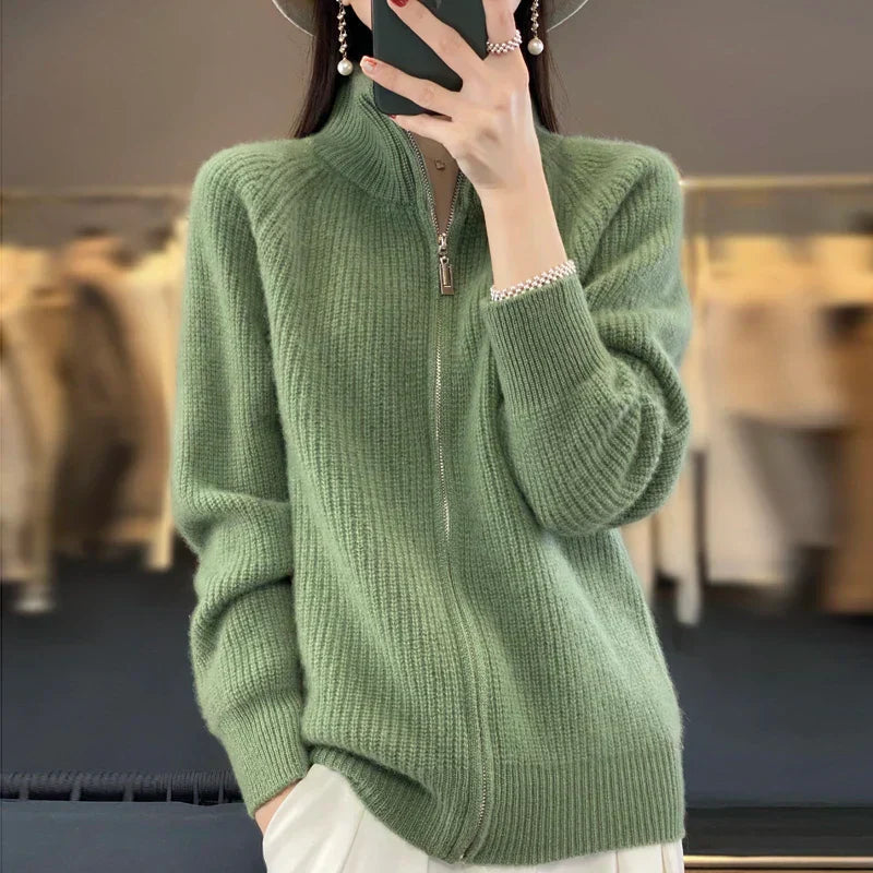 Cozy Zip-Up Knit Cardigan