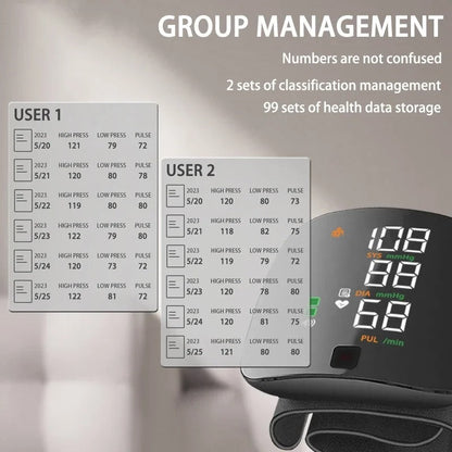 Davy | Wrist Blood Pressure Monitor – Electronic Portable Sphygmomanometer with Voice Alerts
