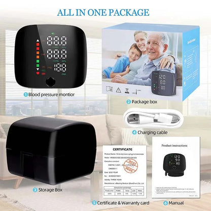 Davy | Wrist Blood Pressure Monitor – Electronic Portable Sphygmomanometer with Voice Alerts