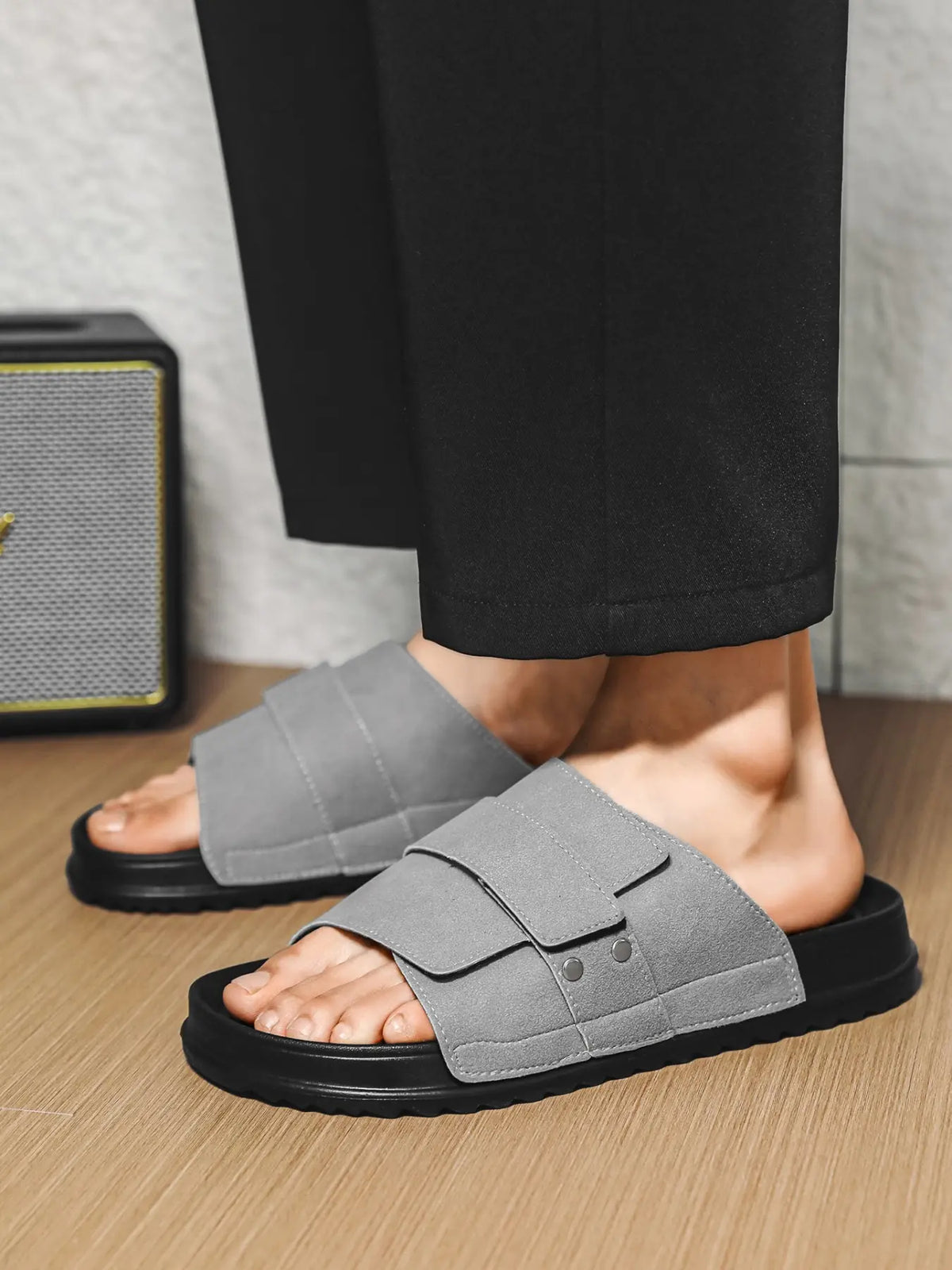 Women's EVA Suede Slides – Open Toe, Lightweight, Breathable