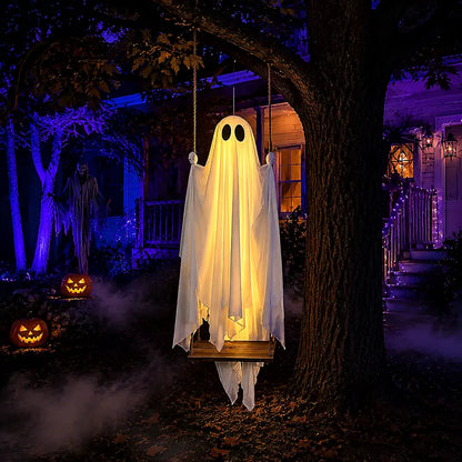 5FT Lighted Hanging Ghost Swing – Outdoor Halloween Decor