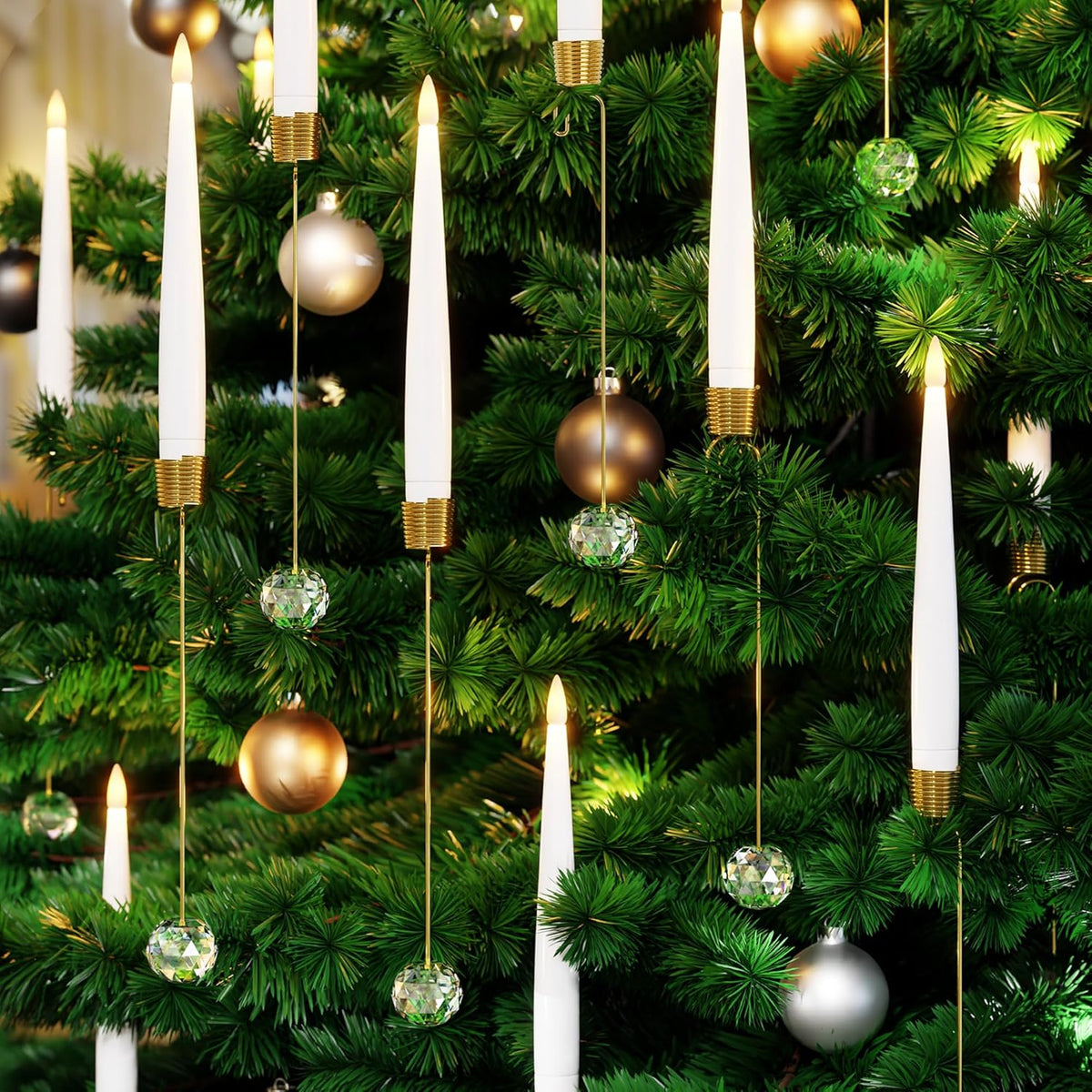 Hot SaleChristmas Tree Led Candles with Clear Crystal Ball Hook