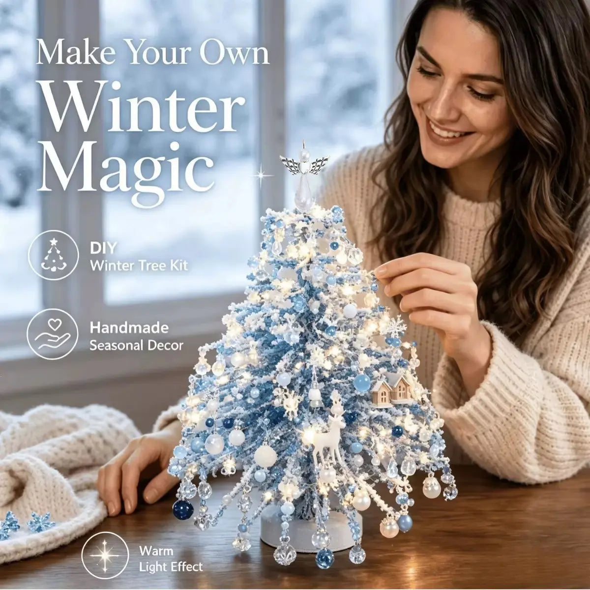 DIY Beaded Christmas Tree Kit, Hand‑Made Mini Crystal Bead Xmas Tree Craft Set