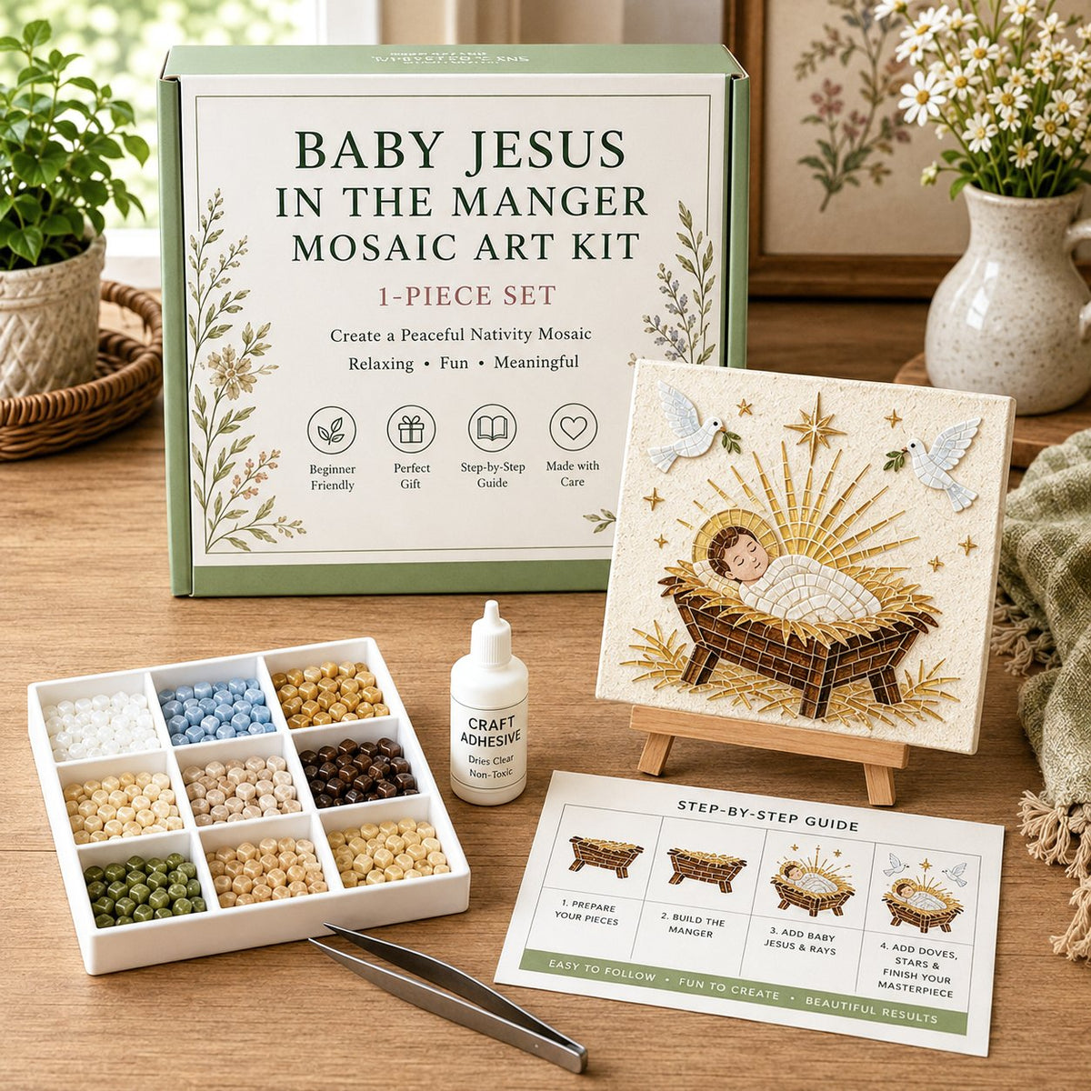 LAST DAY 49% OFF - Nativity Sea Glass Art Kit – Beginner-Friendly