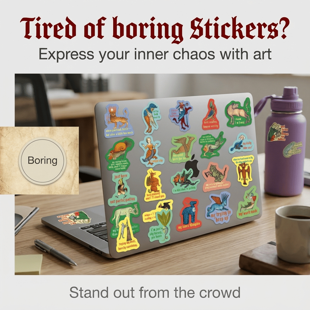 Last Day Promotion 49% OFF50‐Pack Medieval Meme Stickers – Extra‐Large, Waterproof, Peel & Stick