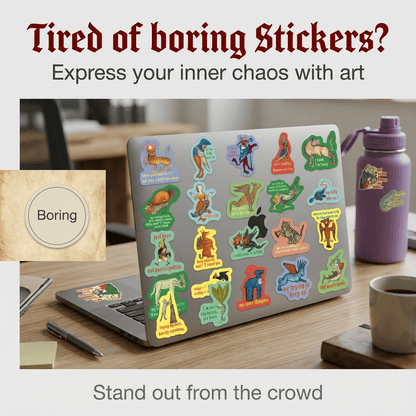 Last Day Promotion 49% OFF50‐Pack Medieval Meme Stickers – Extra‐Large, Waterproof, Peel & Stick