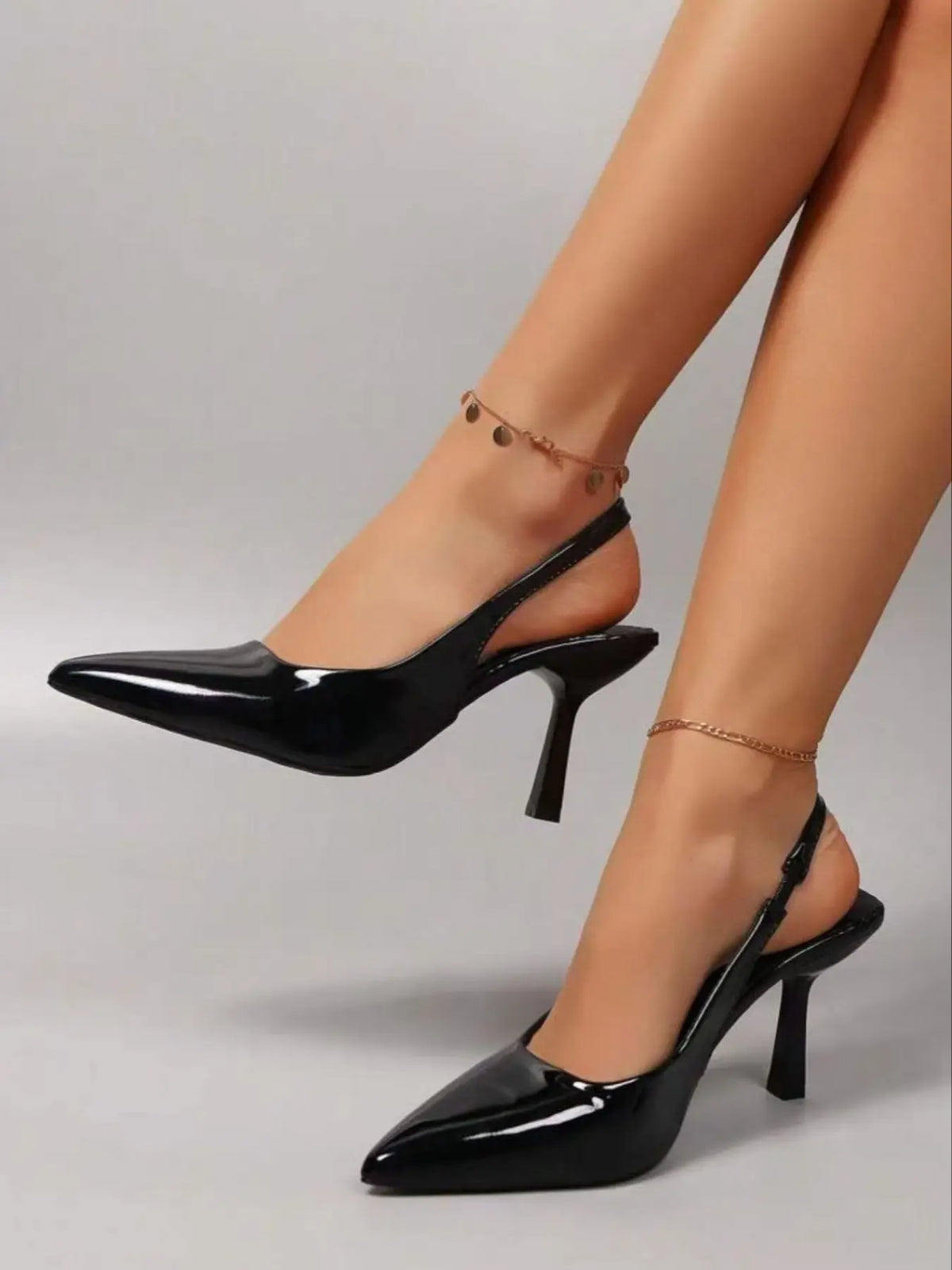 Women's Faux Leather Rubber Heels – Pointed Toe, Stiletto Heel