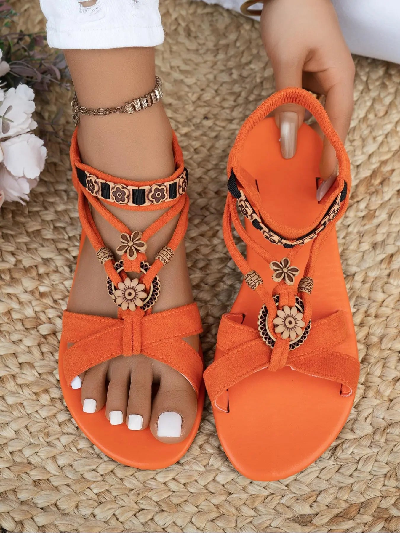 Women's Boho Sandals – Ankle Strap, T-Strap, Cross-Strap