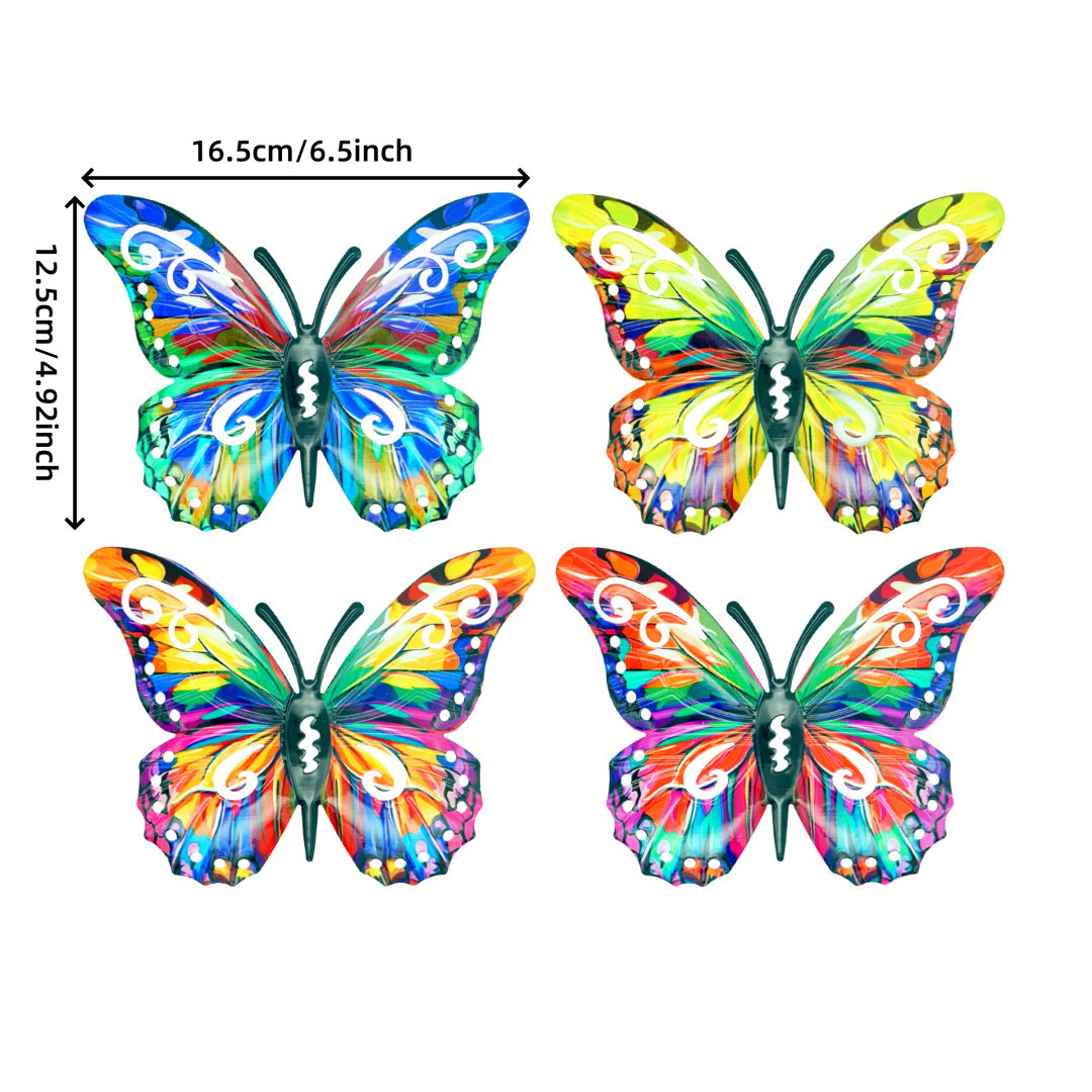 A complete set! 4Pcs Butterfly Metal Wall Decor