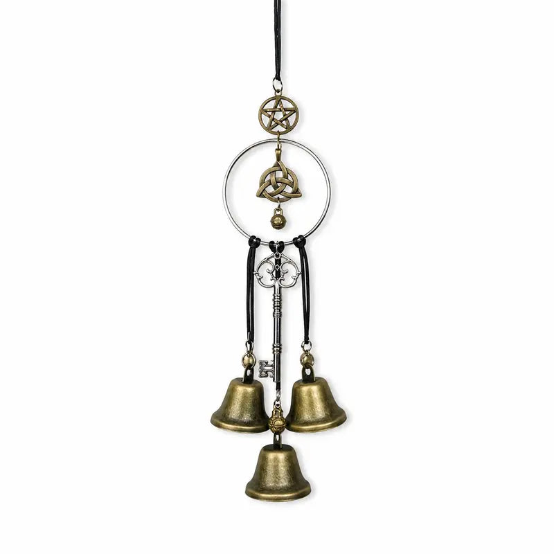 Vintage Witch Bells – Pentagram & Key Hanging Door Chime