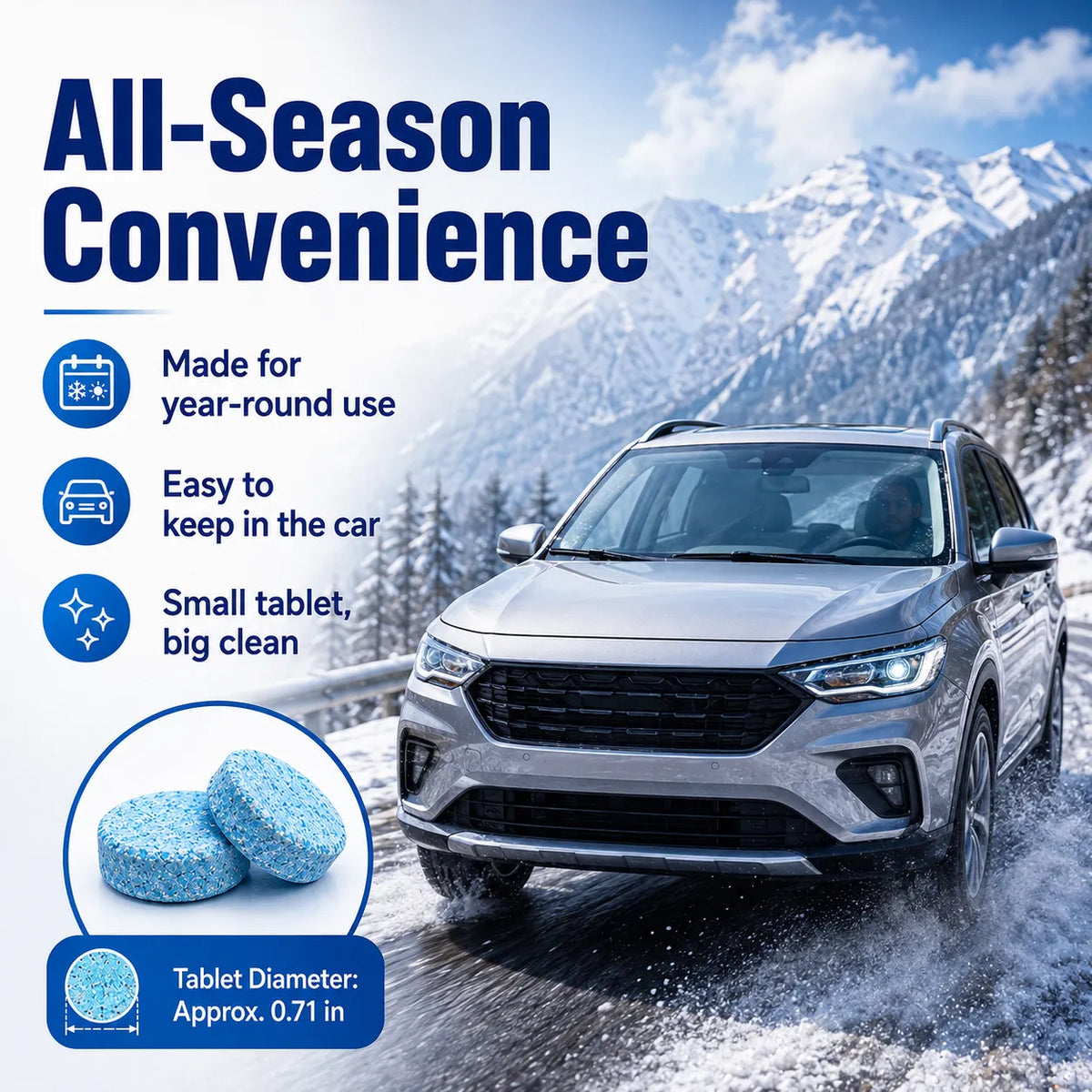 Windshield Washer Tablets — Drop, Dissolve & Drive Clear!