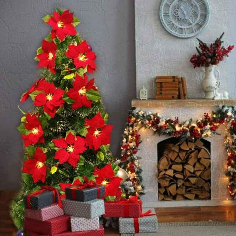 Christmas Poinsettia LED Garland String Lights