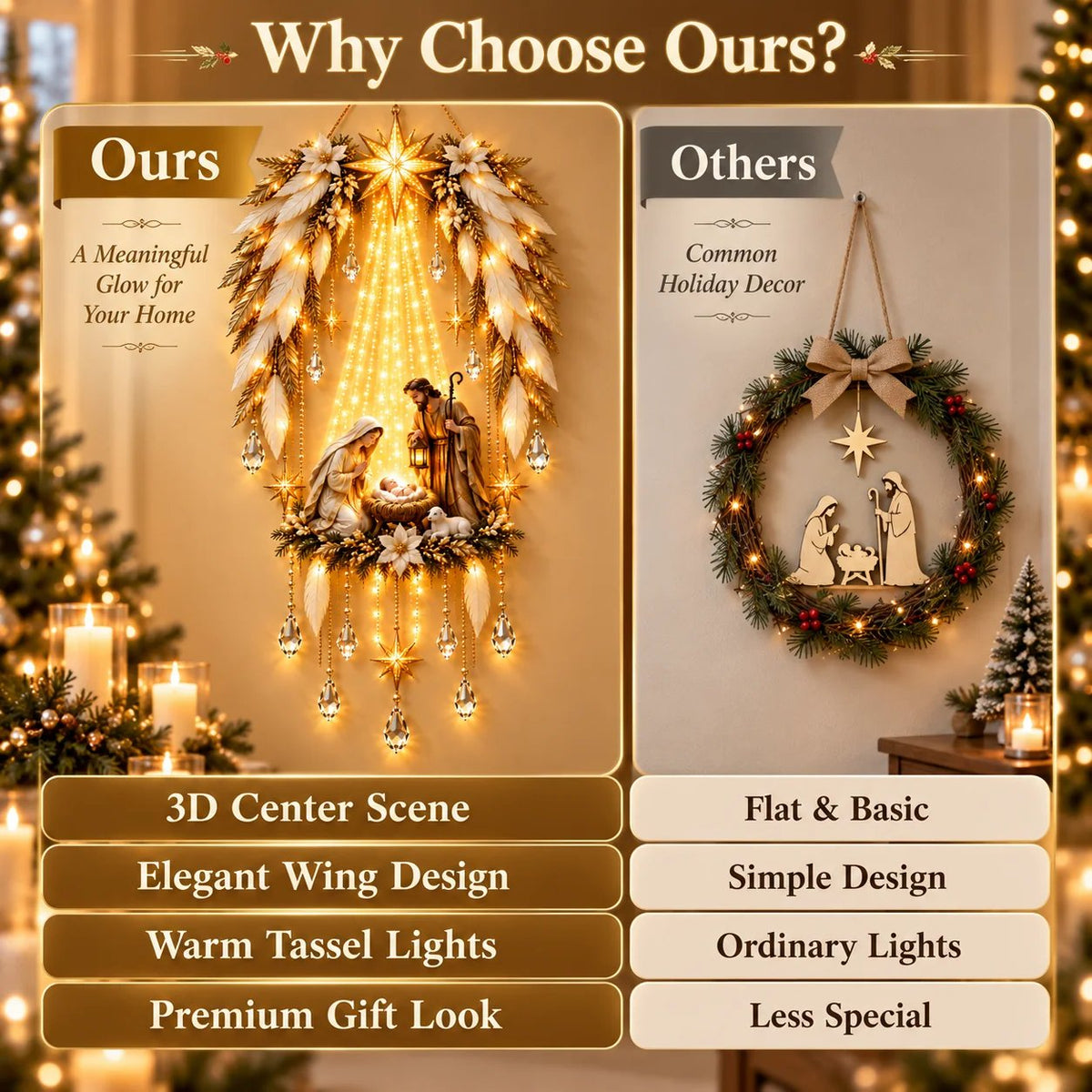 Heavenly Angel Wings Nativity Light – Lighted Christmas Wall Decor