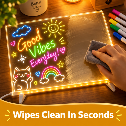 Creative Rewritable Acrylic LED Message Board (set come with 7 Pens)