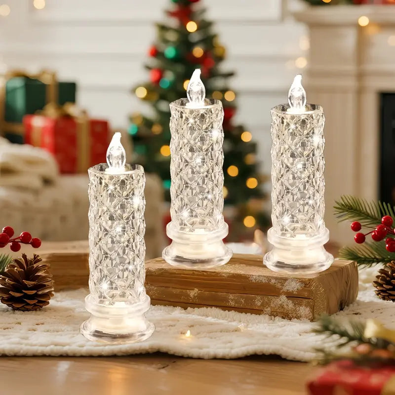 Xmas SalesCrystal LED Candle Set – Warm Flickering Glow for Date Nights, Parties & Home Decor