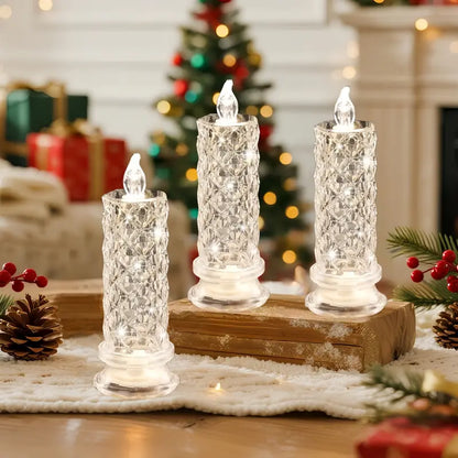 Xmas SalesCrystal LED Candle Set – Warm Flickering Glow for Date Nights, Parties & Home Decor