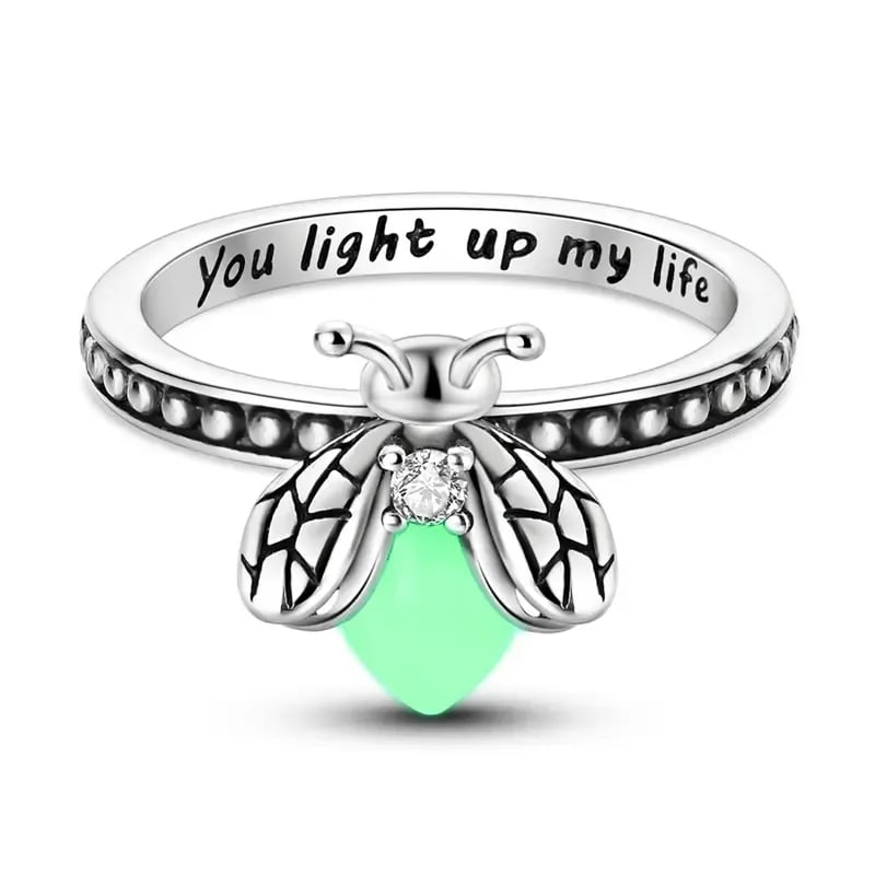 Firefly Glow Ring S925 Silver – Luminous Nature-Inspired Zircon Ring for Women | Cute Night Glow Jewelry Gift for Her