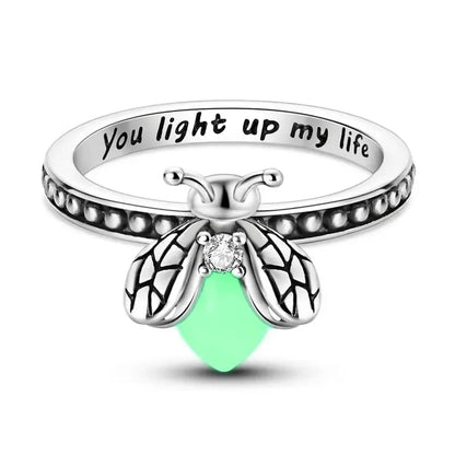 Firefly Glow Ring S925 Silver – Luminous Nature-Inspired Zircon Ring for Women | Cute Night Glow Jewelry Gift for Her