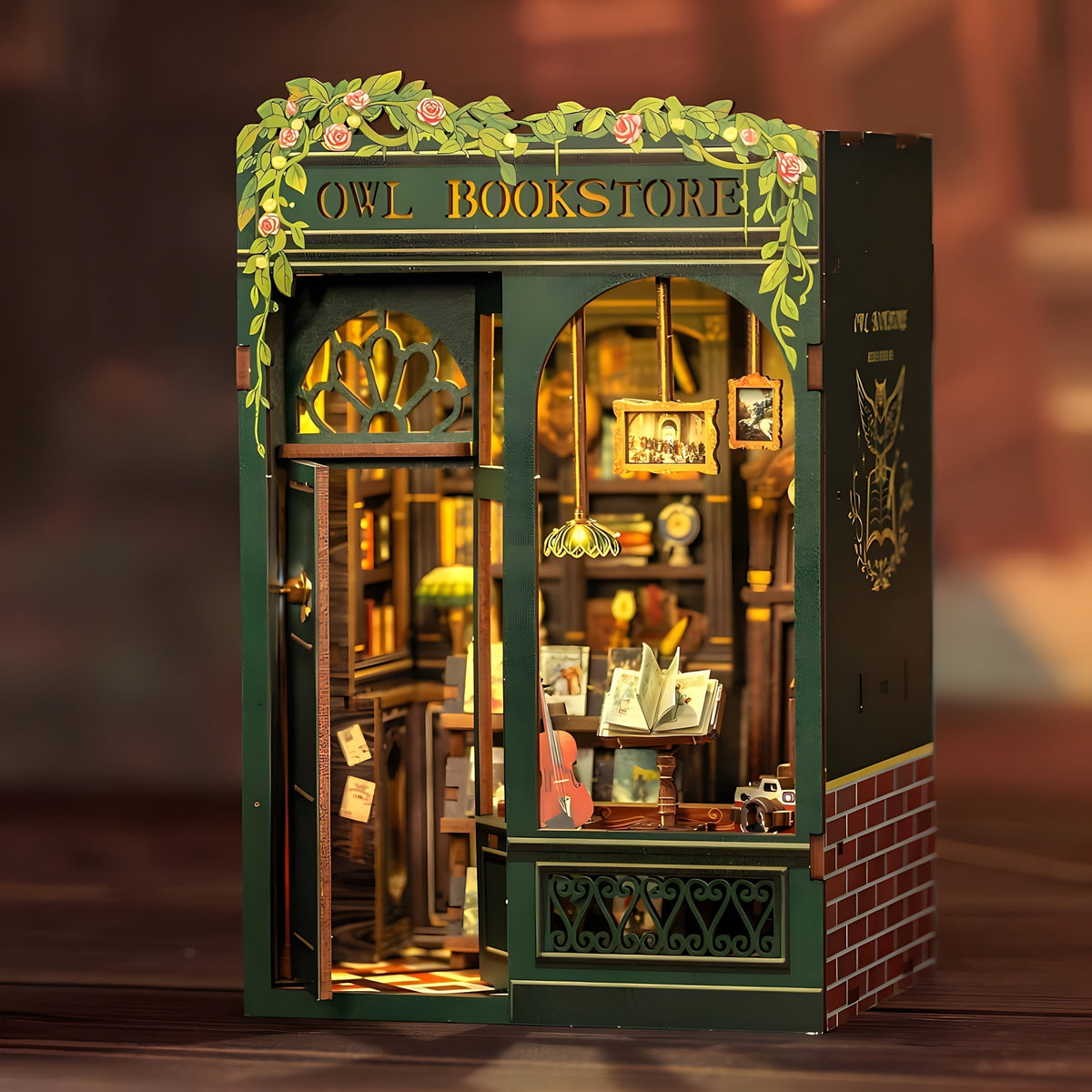Miniature Owl Book Nook - 3D Wooden Craft Kit with Lights