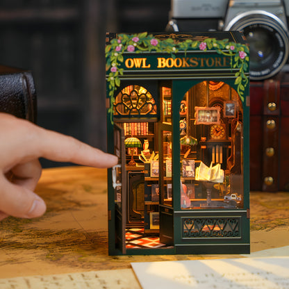 Miniature Owl Book Nook - 3D Wooden Craft Kit with Lights