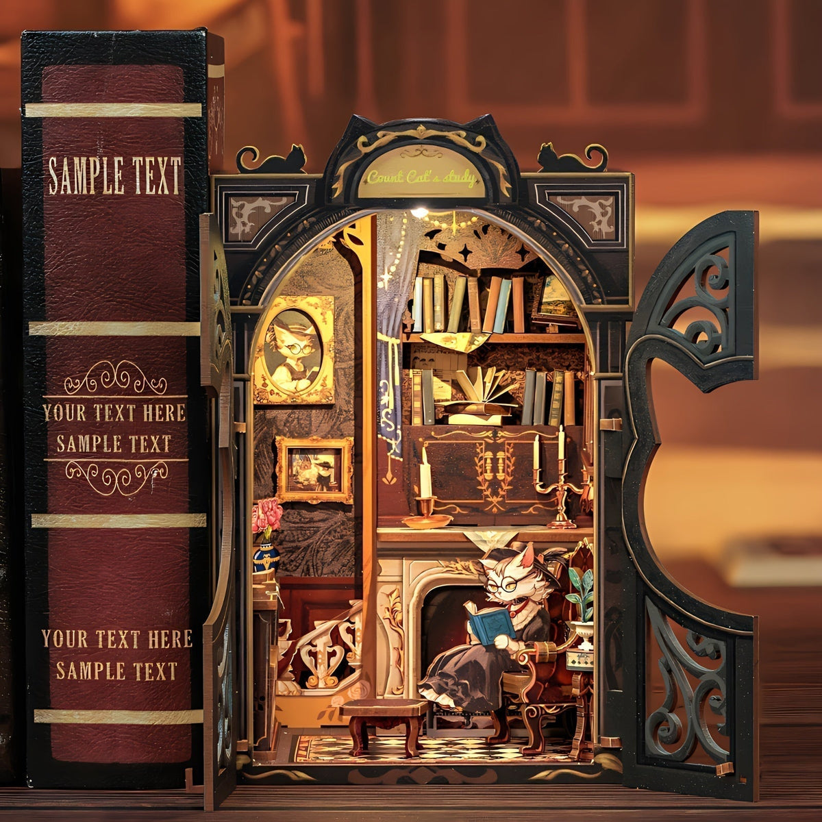 Miniature Owl Book Nook - 3D Wooden Craft Kit with Lights