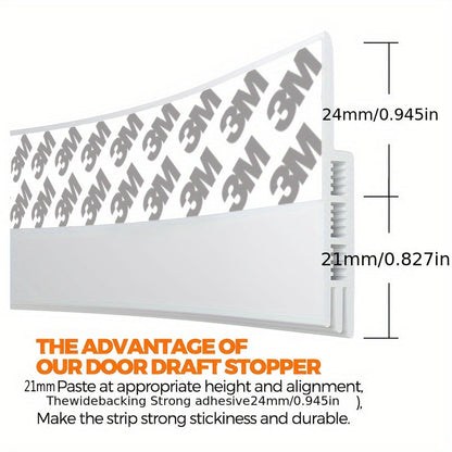 Draft Stopper for Door - Silicone Door Sweep with Strong Adhesive and Sound Insulation