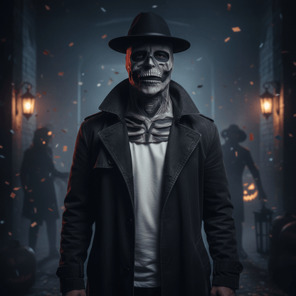 DREADSKULL – Realistic skeleton mask with hat for ultimate Halloween transformation