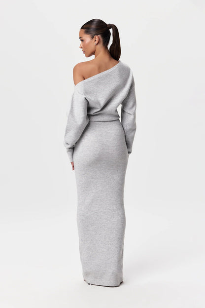 Relaxed Fit Off-Shoulder Knit Dress