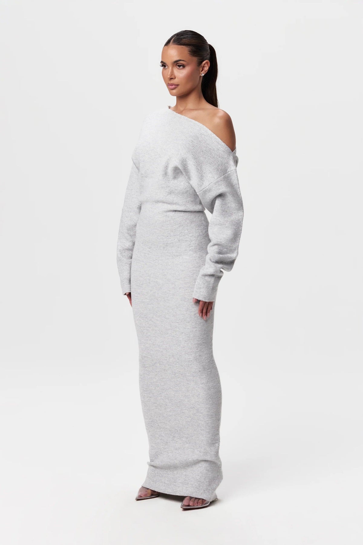 Relaxed Fit Off-Shoulder Knit Dress