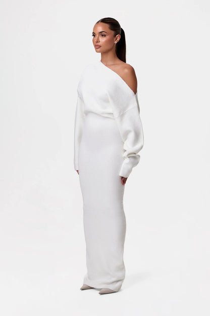 Relaxed Fit Off-Shoulder Knit Dress