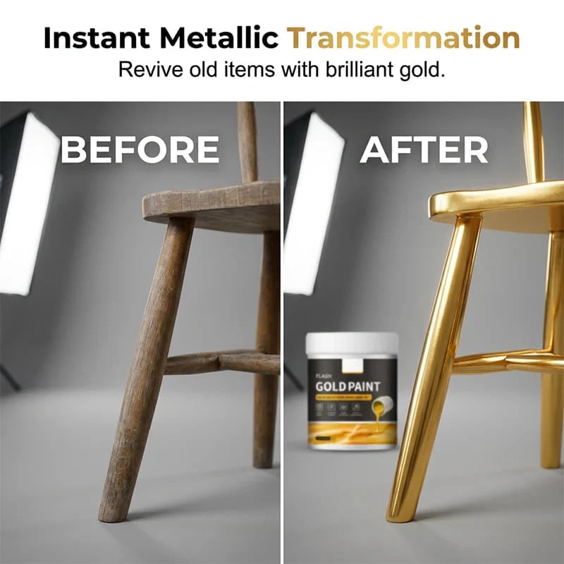 49% OFF Today | Water-Based Flash Gold Paint Metallic Shine for Canvas, Wood & Ceramic