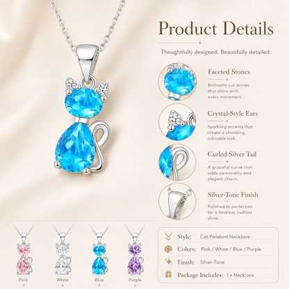 A Little Companion Close to Your Heart – Sparkling Crystal Cat Necklace