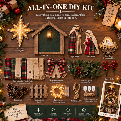 Last Day 50% OFF – DIY Lighted Christmas Nativity Scene Door Hanging Kit