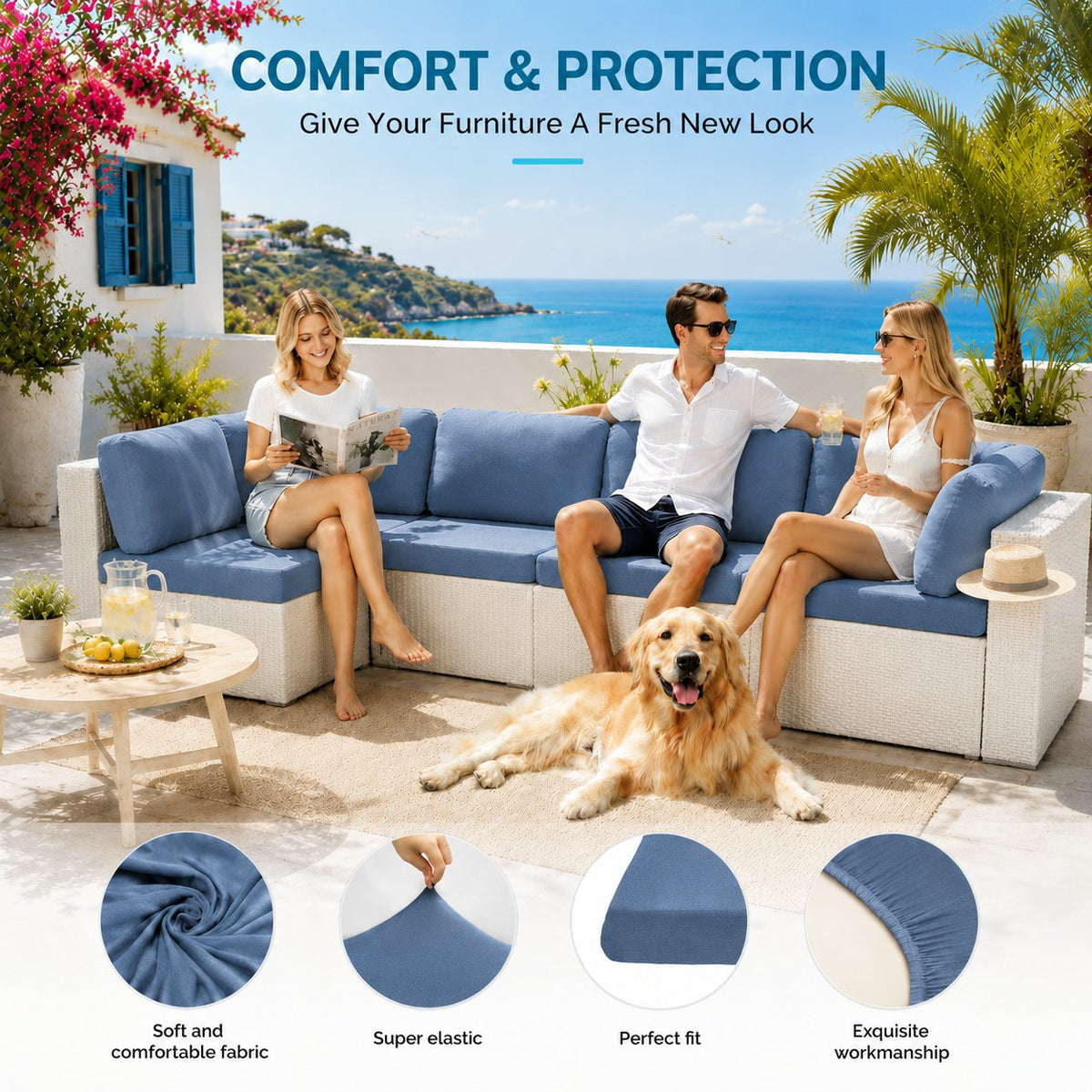 Stretch Sofa Cushion Covers — Only $9.99 Per Cover