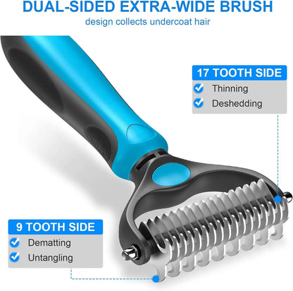 Pet Grooming Brush — Painless Shedding & Detangling Comb
