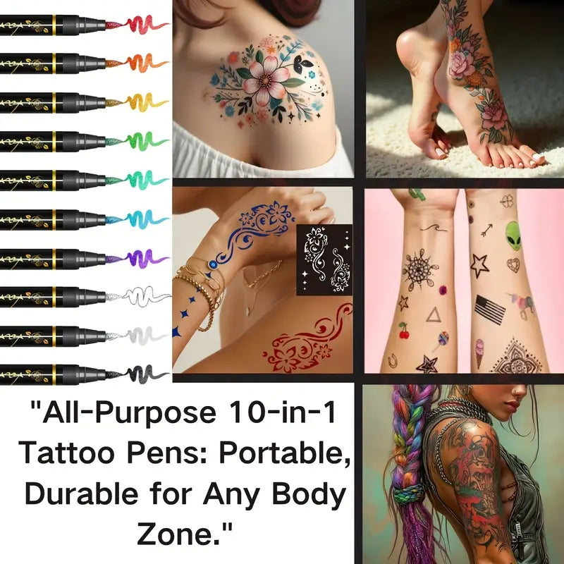 Festivel Hot SALE 60% OFF - 10 Colors Temporary Tattoo Markers Set