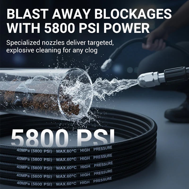 Triple-layer burst-proof hose – PVC & stainless steel. Perfect for heavy-duty cleaning!