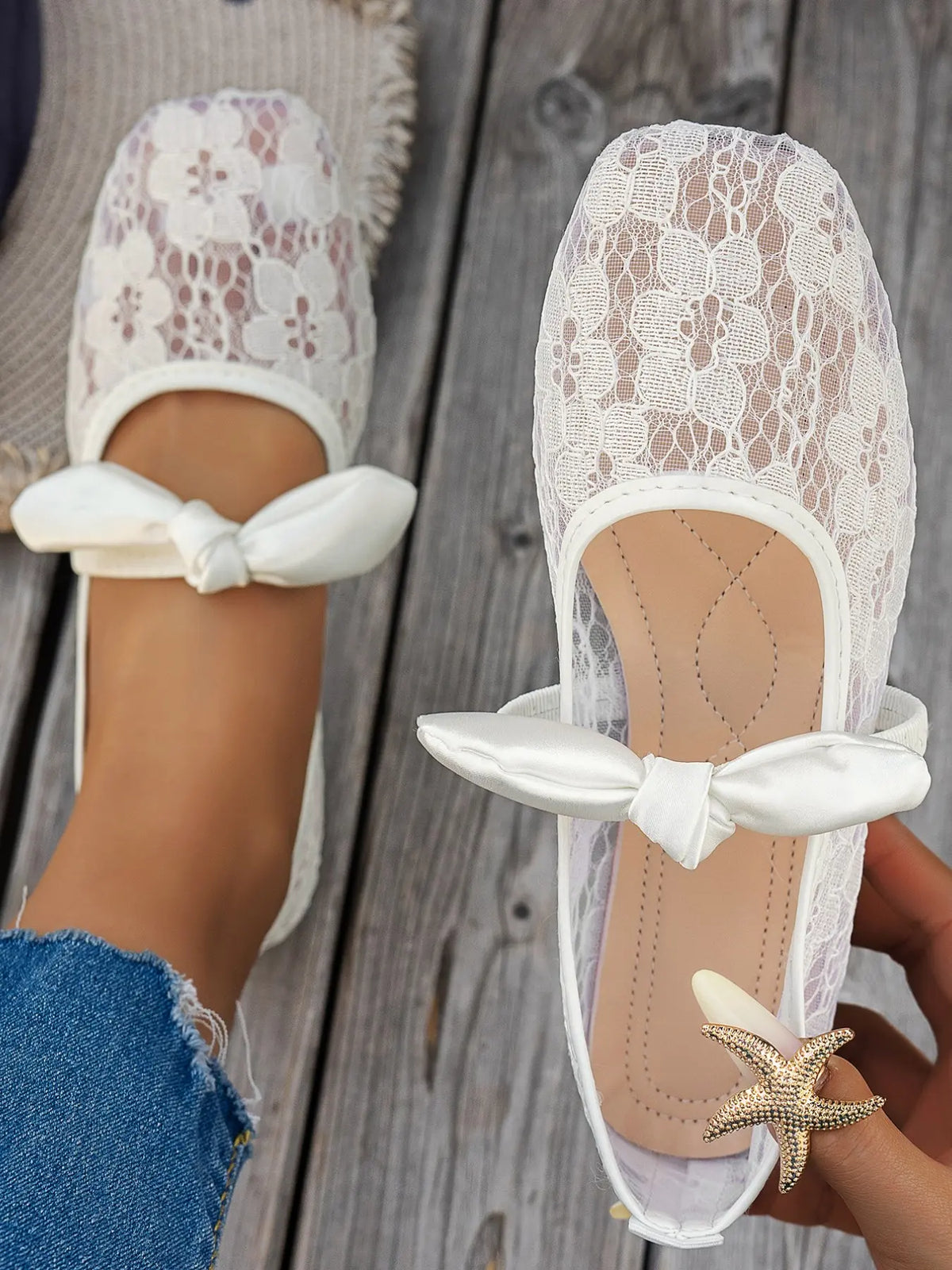 Women's Boho Mesh Flats – Square Toe